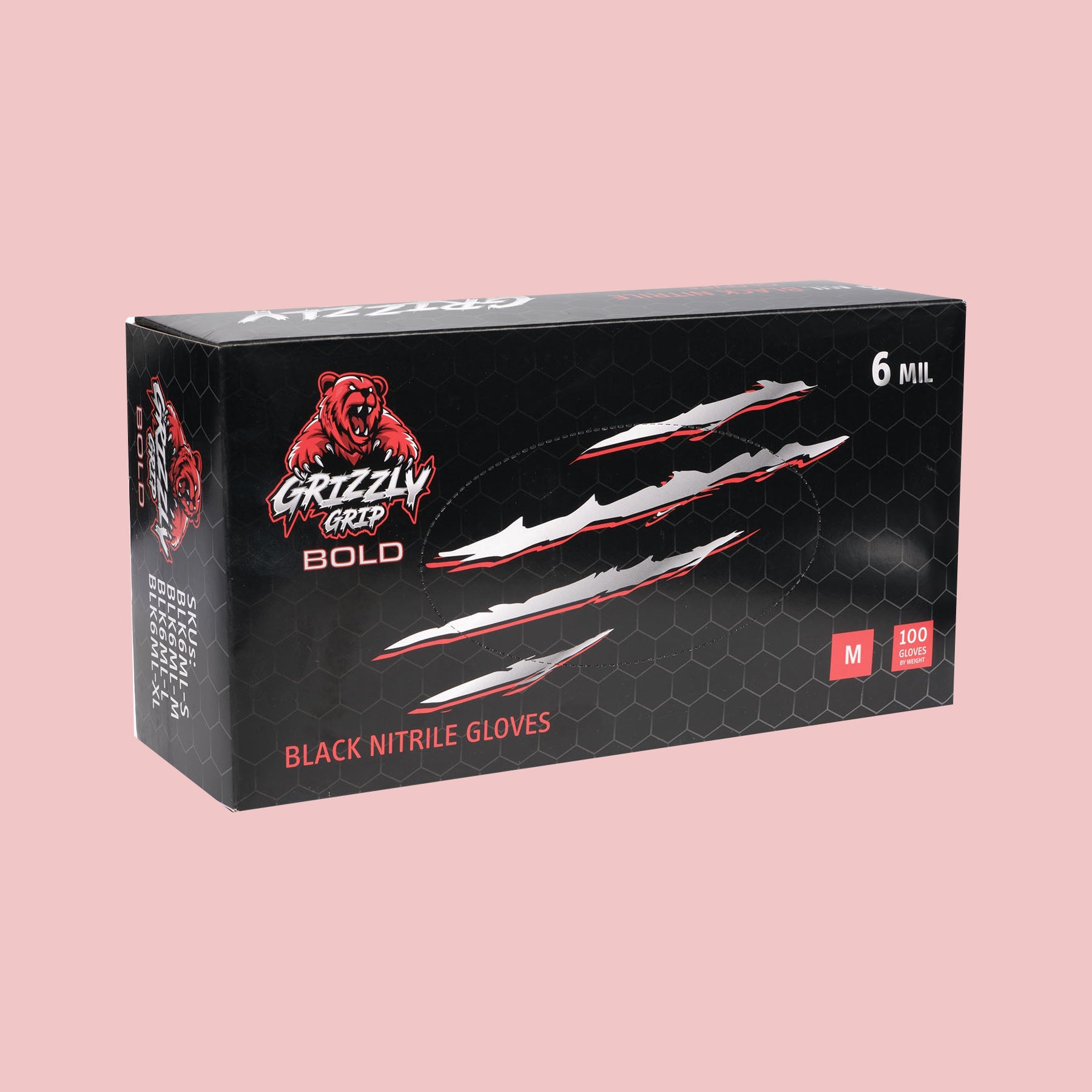 Grizzly Grip Nitrile Gloves (6mil) (Black)