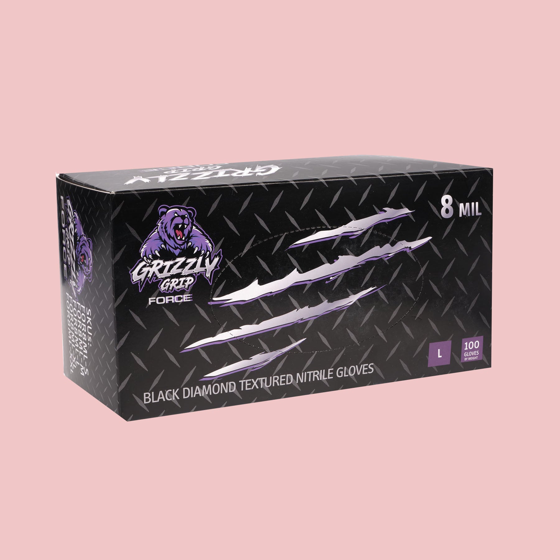 Grizzly Grip Nitrile Gloves (8mil) (Black)
