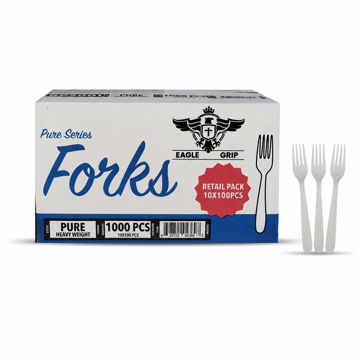 Eagle Grip - Heavy - Plastic Forks - White - Retail Pack - RP2001