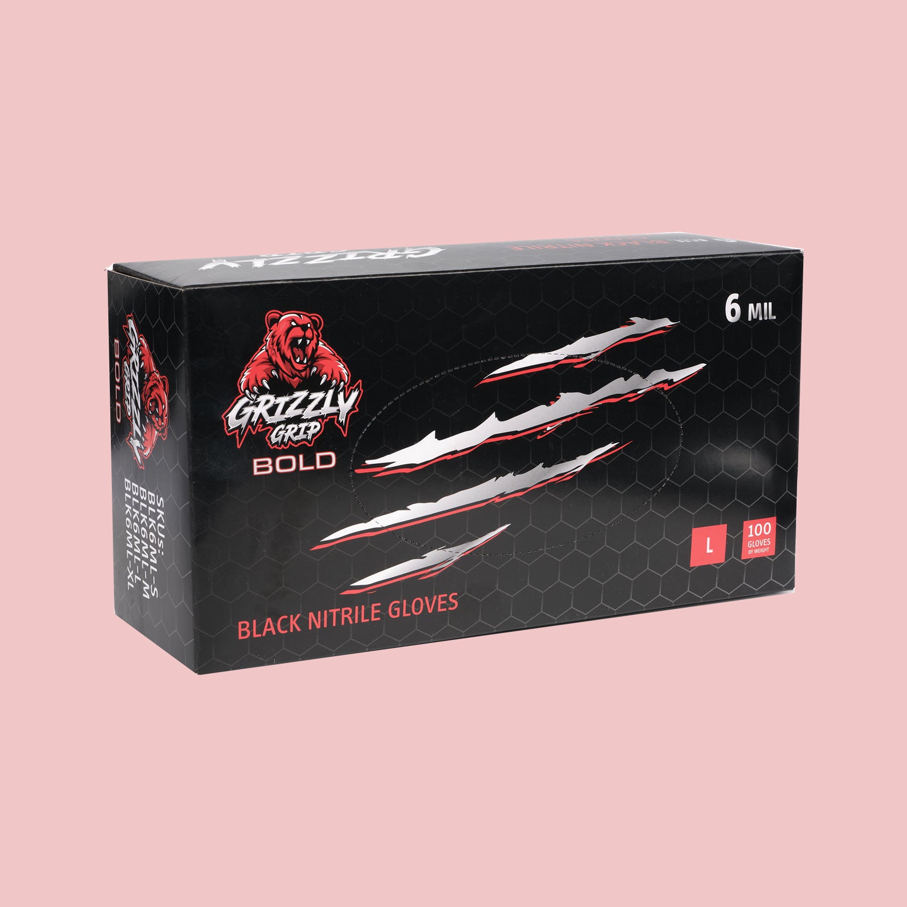Grizzly Grip Nitrile Gloves (6mil) (Black)