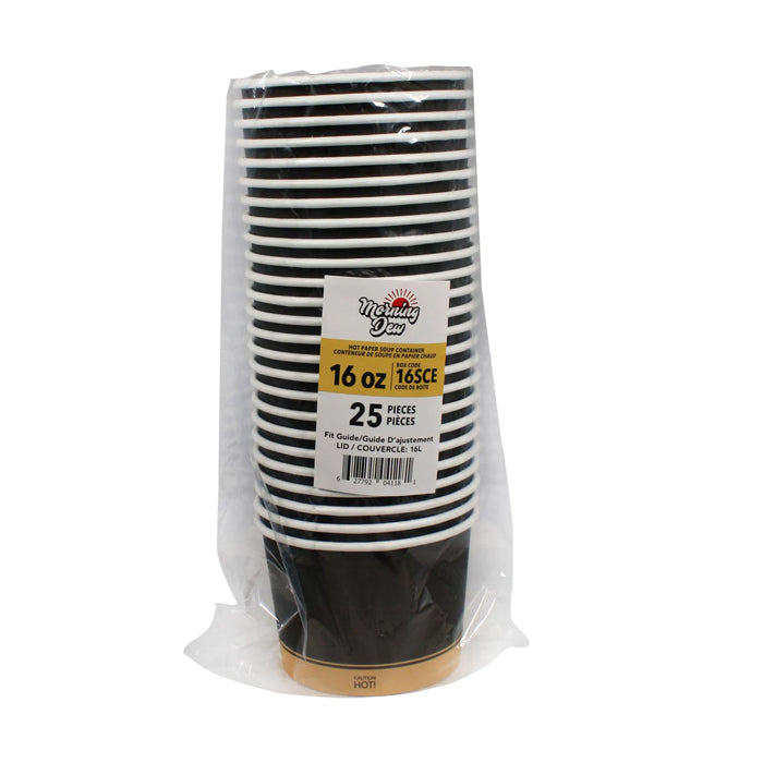 Morning Dew - 16 oz Paper Soup Container - Ebony Print - 16SCE - Eagle Global Solution
