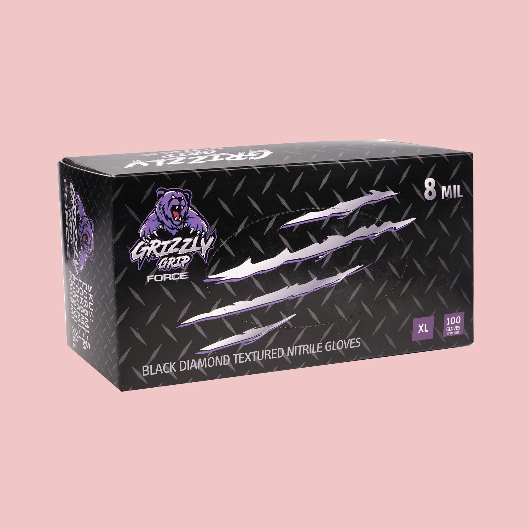 Grizzly Grip Nitrile Gloves (8mil) (Black)