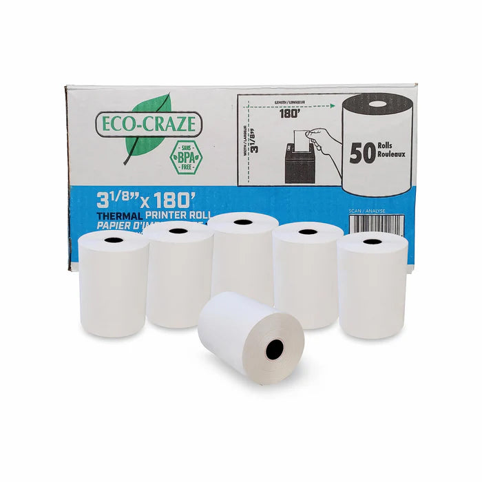 Eco-Craze - 3 1/8" x 180' Paper Rolls - Thermal - Eagle Global Solution