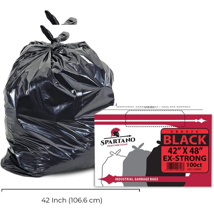 Spartano - Garbage Bags - Ex-Strong - Black - 42"x48" - Eagle Global Solution