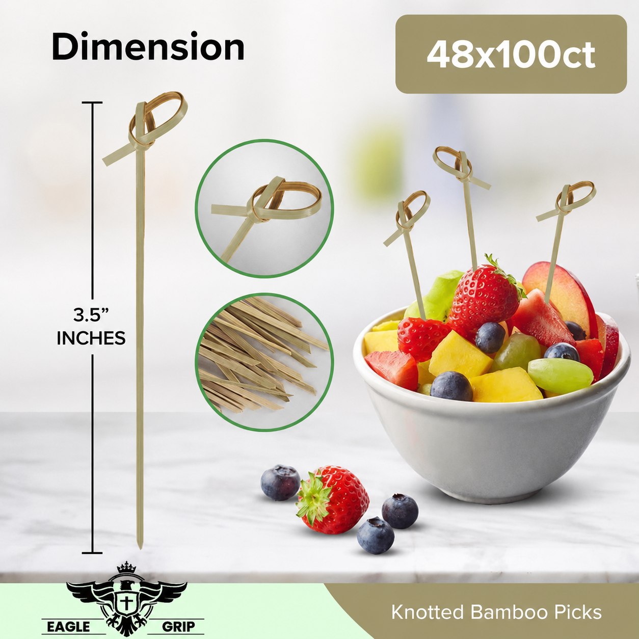 Eagle Grip - Bamboo Knot Pick - 3.5" - Green - BK3609