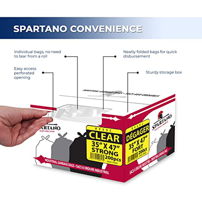 Spartano - Garbage Bags - Strong - Clear - 35"x47" - Eagle Global Solution