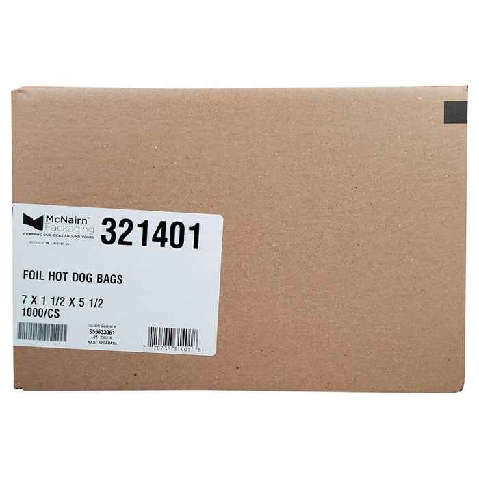 McNairn - Plain Foil Hot Dog Bags - 7x1.5x5