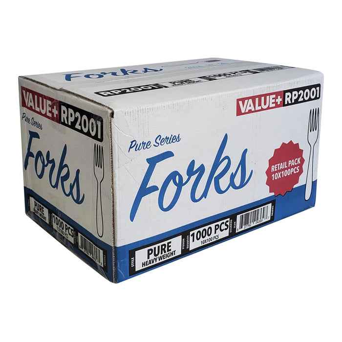 Value+ - Heavy - Plastic Forks - White - Retail Pack - RP2001