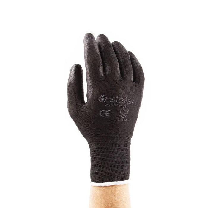 PU Coated Nylon Gloves, Black, 12 Pr/ Bag - Eagle Global Solution