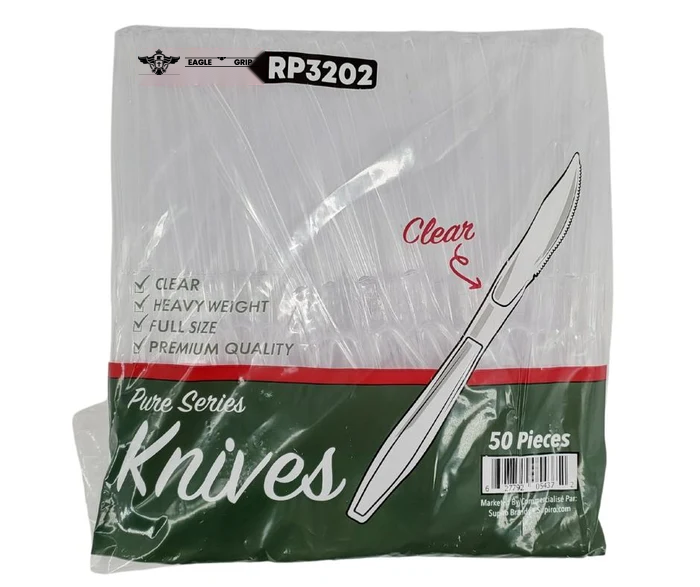 Eagle Grip - Plastic Knives - Clear - Retail Pack - RP3202