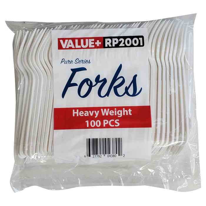 Value+ - Heavy - Plastic Forks - White - Retail Pack - RP2001