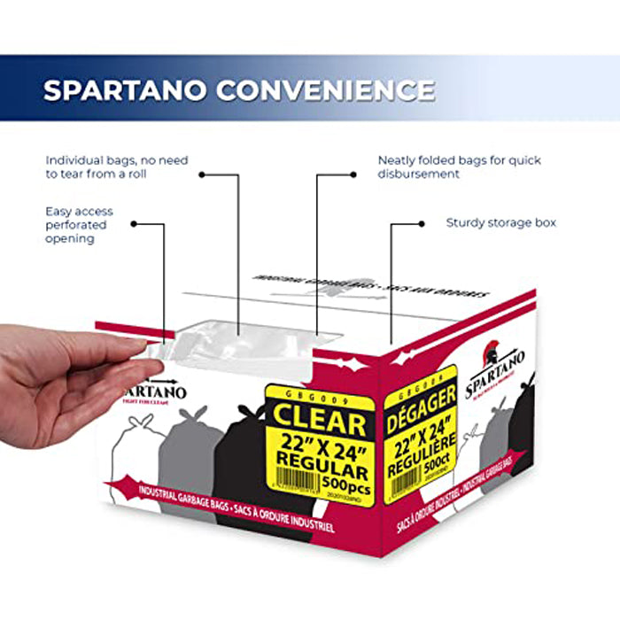 Spartano - Garbage Bags - Regular - Clear - 22"x24" - Eagle Global Solution