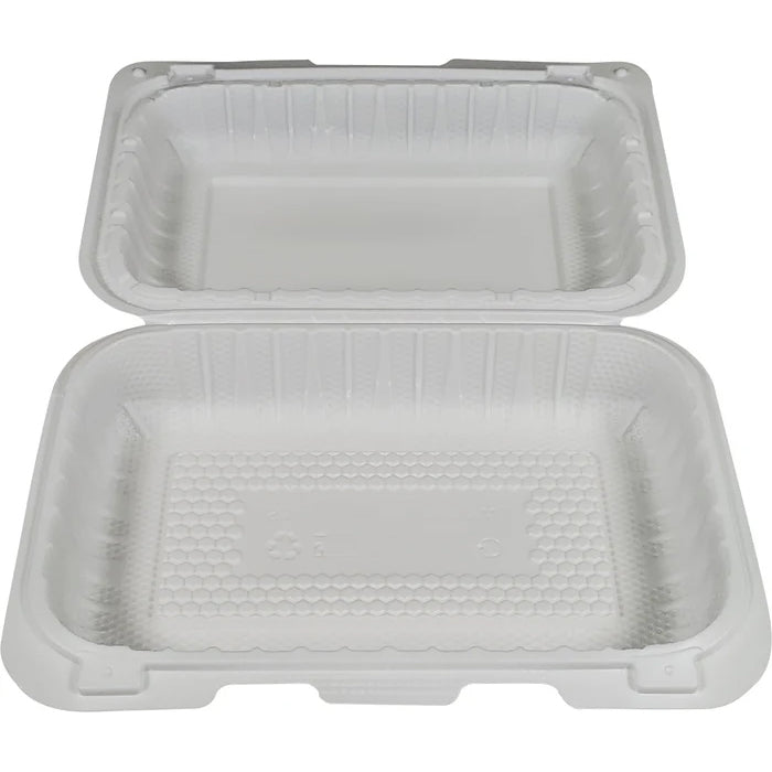 Eco-Craze - MFPP Clamshell Container - 9x6x2.3 - Vented - White - Eagle Global Solution