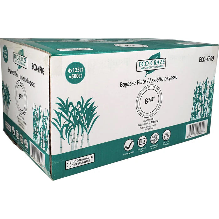Eco-Craze - 9" Round Bagasse Lunch Plates - Eagle Global Solution