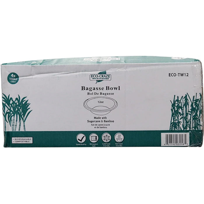 Eco-Craze - 12oz Round Bowl - Bagasse - Eagle Global Solution