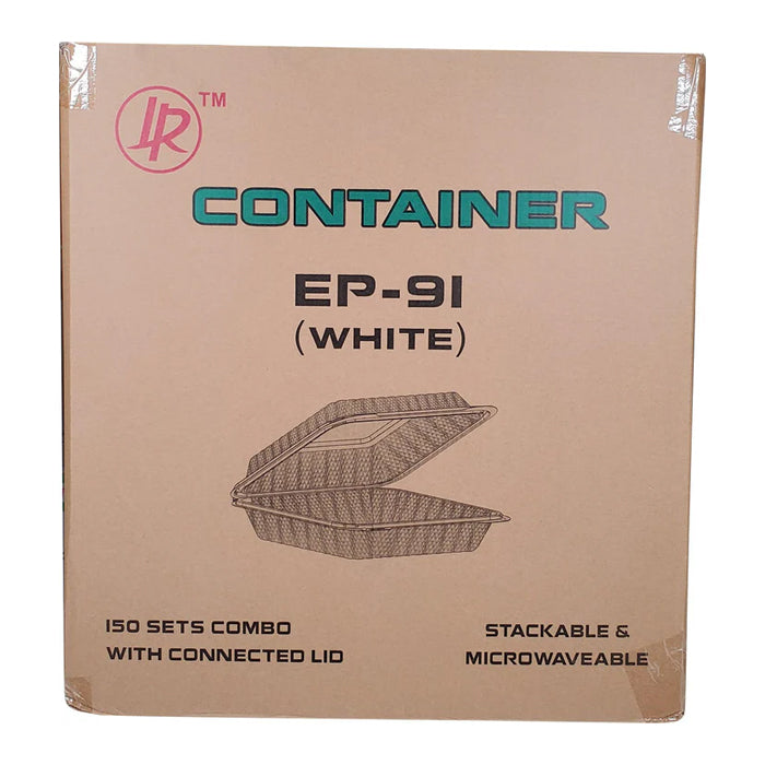 Eco-Craze MFPP Clamshell Container 9x9x2.6" -1 Compt. White - Eagle Global Solution