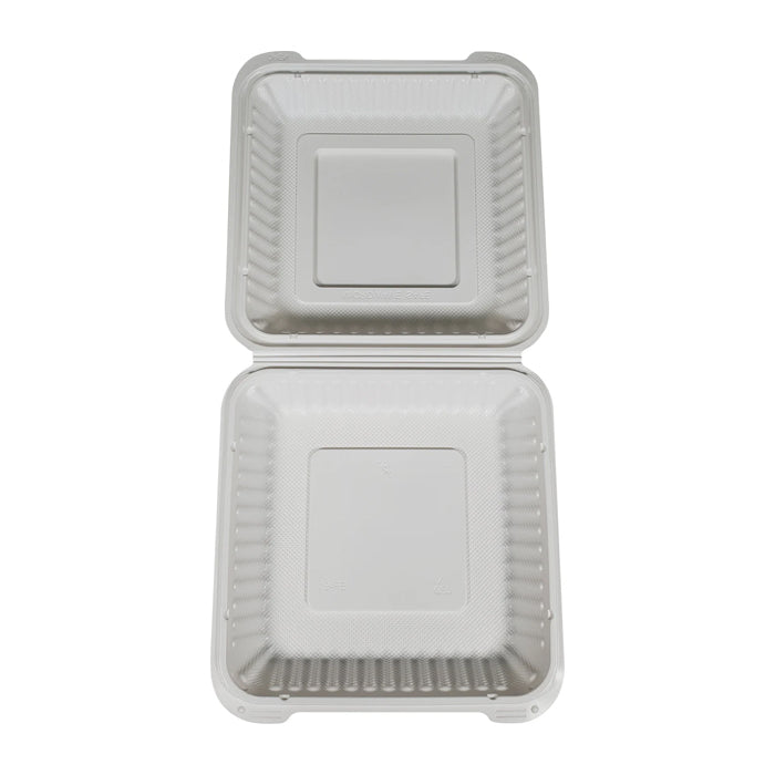 Eco-Craze MFPP Clamshell Container 9x9x2.6" -1 Compt. White - Eagle Global Solution