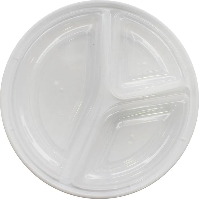 Rhino - Heavy 9" Round PP Combo Container - 3 Comp. - White - Eagle Global Solution