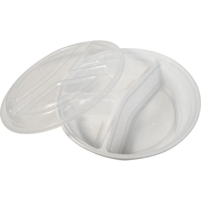 Rhino - Heavy 9" Round PP Combo Container - 3 Comp. - White - Eagle Global Solution