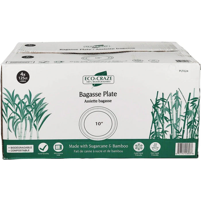 Eco-Craze - 10" Bagasse Dinner Plates - Eagle Global Solution