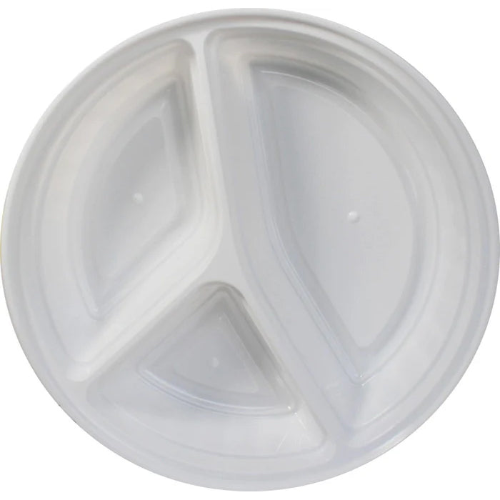 Rhino - Heavy 9" Round PP Combo Container - 3 Comp. - White - Eagle Global Solution