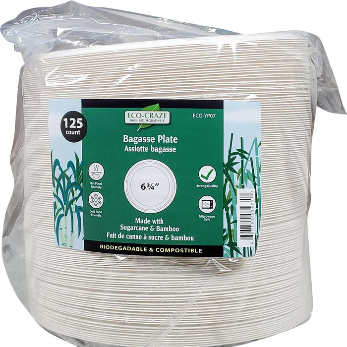Eco-Craze - Bagasse Plate - 6.75" Round - Eagle Global Solution