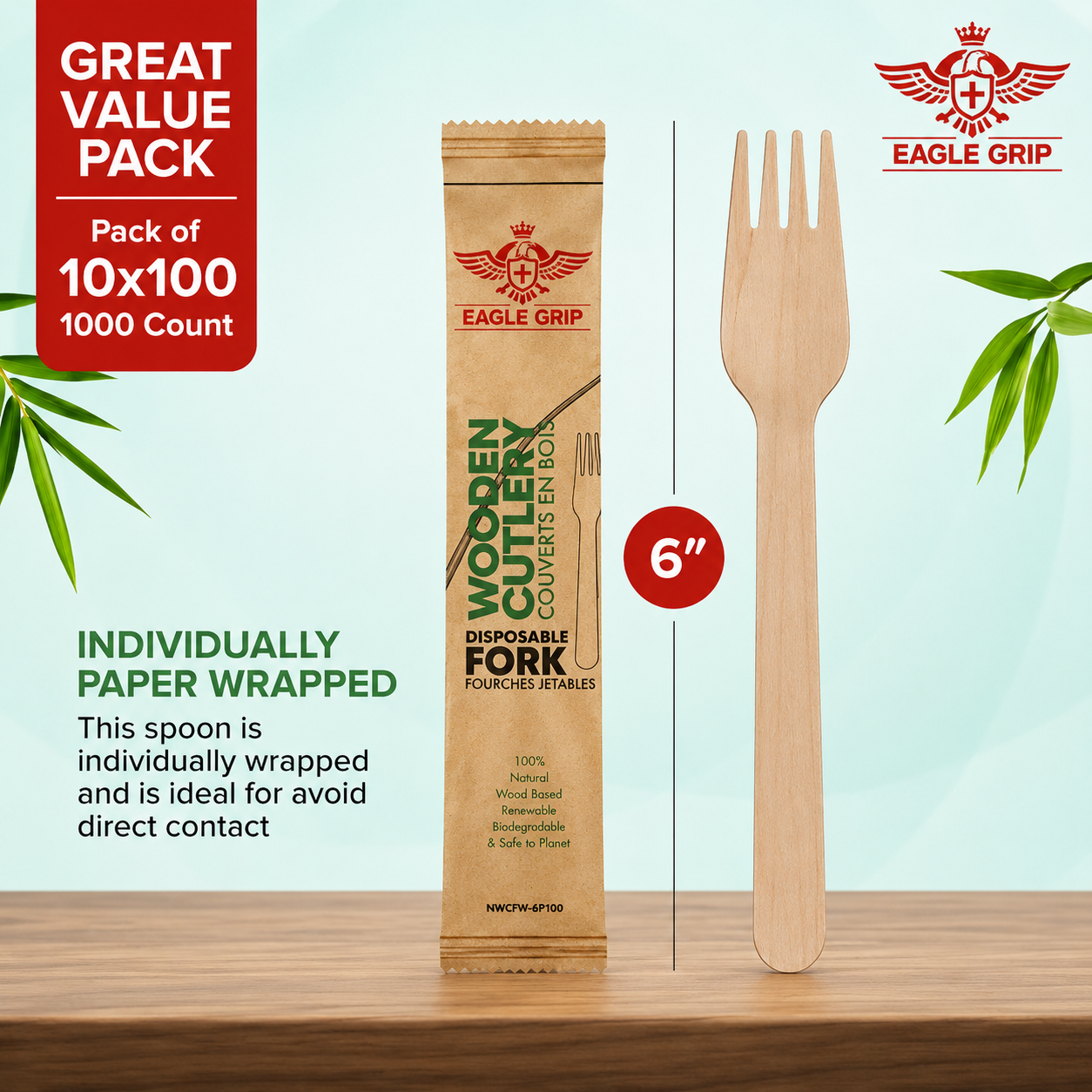 Wooden Fork - Individually Paper Wrapped