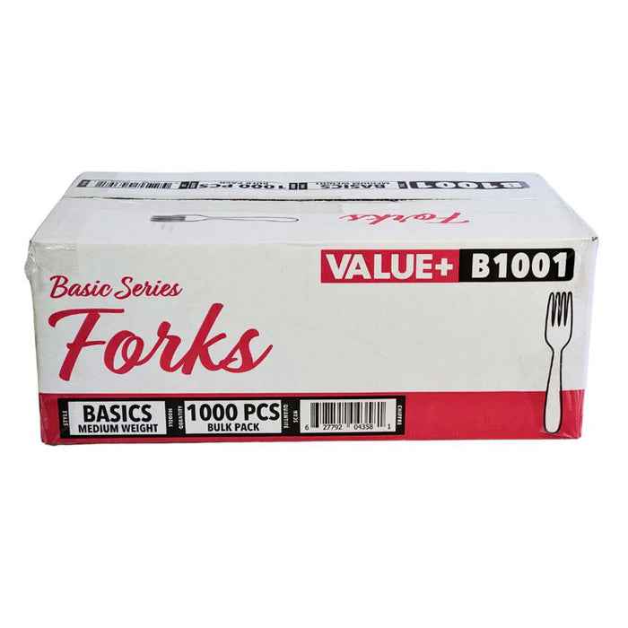 Value+ - Plastic Forks - White - Bulk - B1001