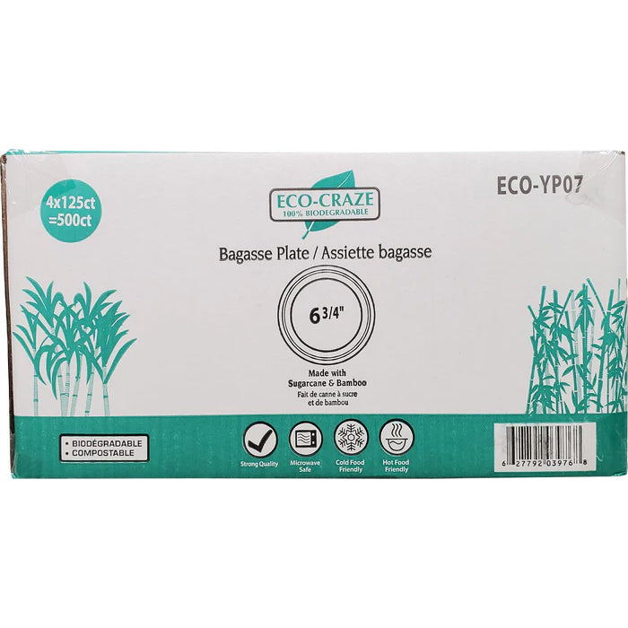 Eco-Craze - Bagasse Plate - 6.75" Round - Eagle Global Solution