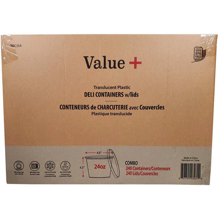 Value+ - 24oz Round Deli Container w/Lids - Eagle Global Solution