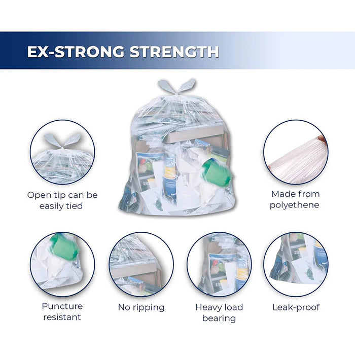 Spartano - Garbage Bags - Ex-Strong - Clear - 35"x47" - Eagle Global Solution