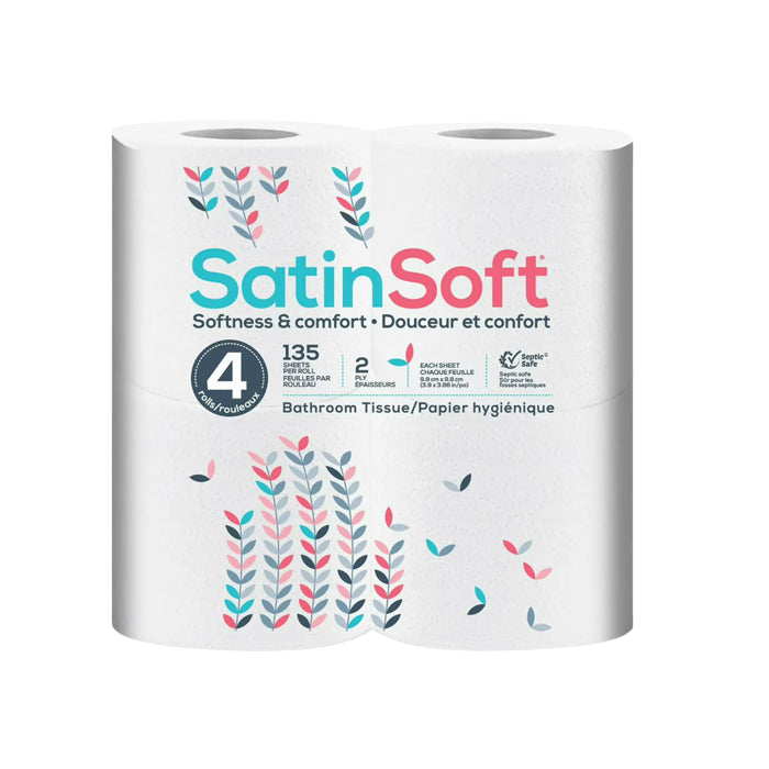 Bathroom Tissue - Satin Soft(econo) - 2 Ply, 135 Sheets, 4 Rolls x 24 Packs - TG7728