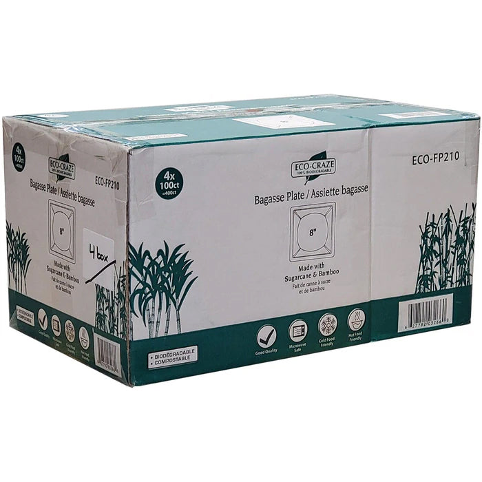Eco-Craze - 8" Square Plate - Biodegradable - Eagle Global Solution