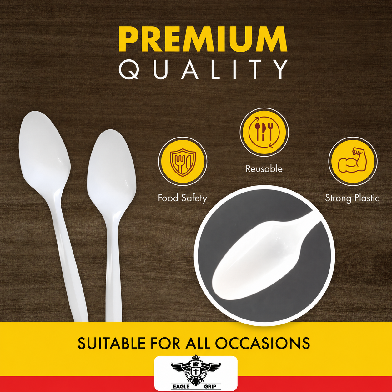 Eagle Grip - Tea Spoon - White - Bulk - B1003