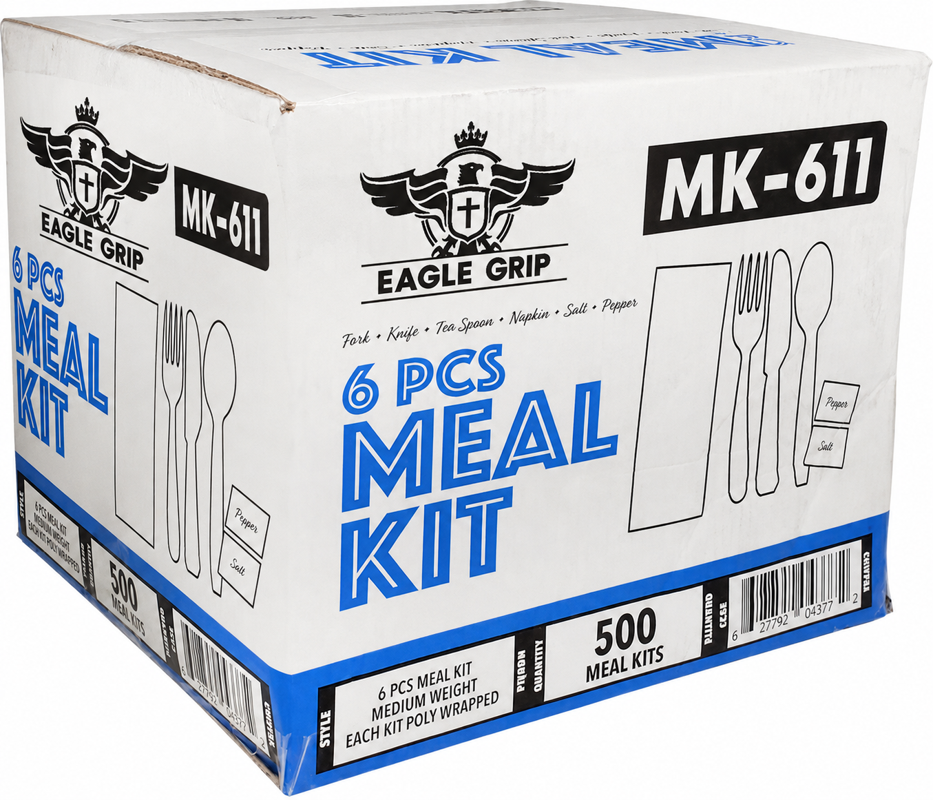 Eagle Grip - Piece Medium Heavy Meal Kit Disposable Cutlery (F/K/TS/N/S&P) - 500 Pack, White CODE: CUT062