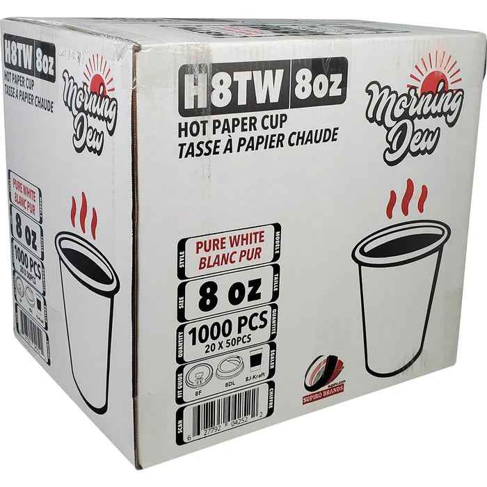 Morning Dew - 8oz Hot Paper Cups - White - H8TW