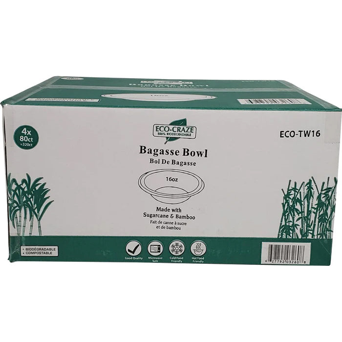Eco-Craze - 16Oz Bowl 480Ml- Biodegradeable - Eagle Global Solution