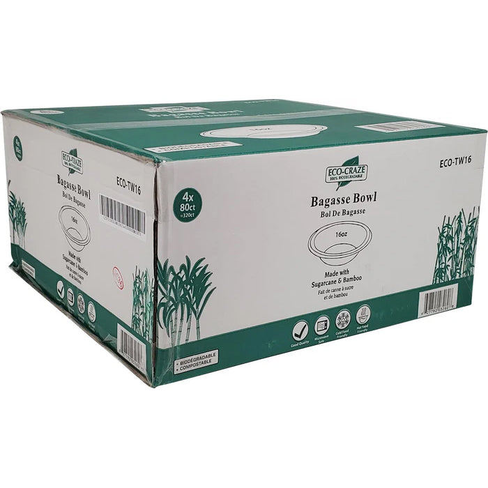 Eco-Craze - 16Oz Bowl 480Ml- Biodegradeable - Eagle Global Solution