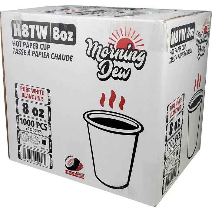Morning Dew - 8oz Hot Paper Cups - White - H8TW