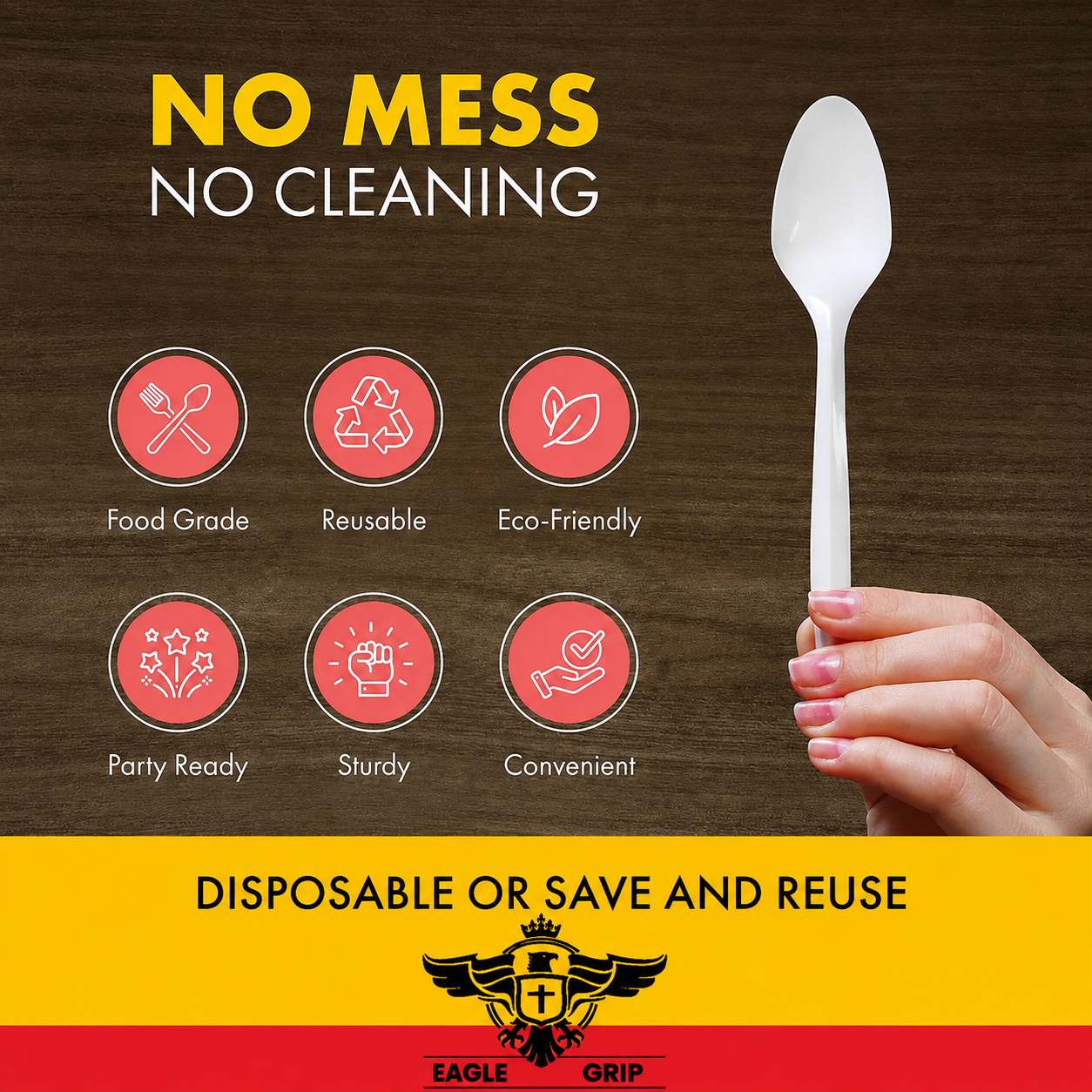 Eagle Grip - Tea Spoon - White - Bulk - B1003