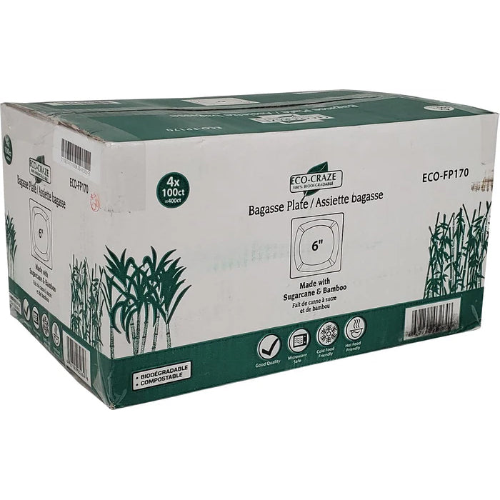 Eco-Craze - 6" Square Plate - Biodegradable - Eagle Global Solution