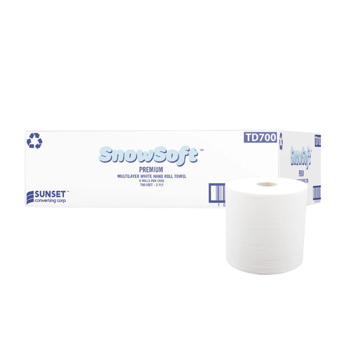 Hand Towel Rolls - 7.65" x 700', White 2 Ply - TD700 - Eagle Global Solution