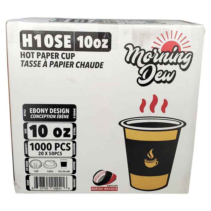 Morning Dew - 10oz Hot Paper Cups - Ebony Print - H10SE