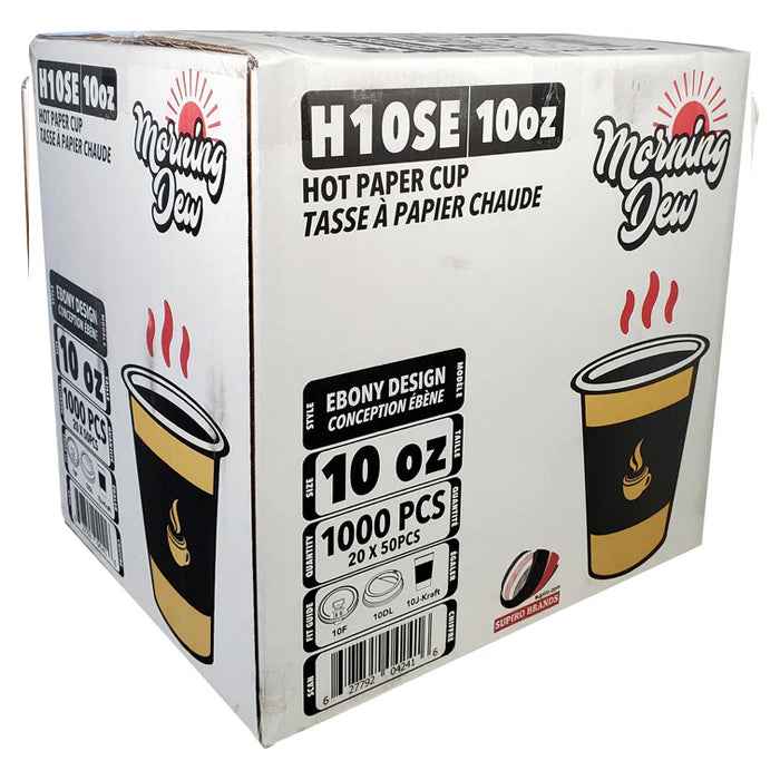 Morning Dew - 10oz Hot Paper Cups - Ebony Print - H10SE