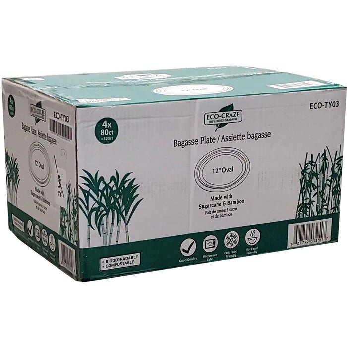 Eco-Craze - 12" Oval Plate - bagasse - Eagle Global Solution