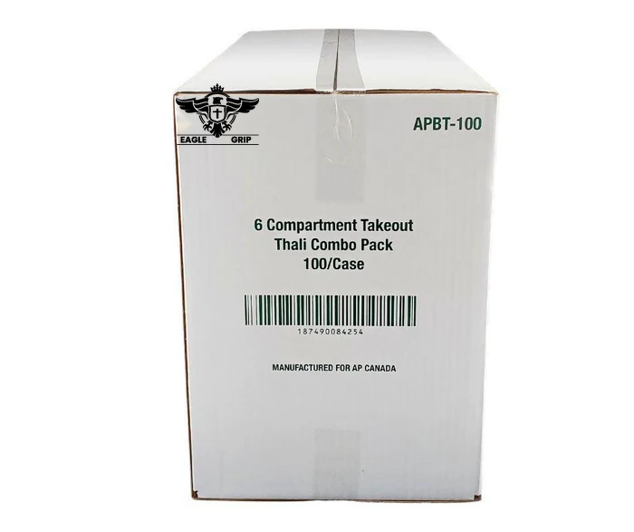 Eagle Grip - Take Out Tray - 6 Comp. - Combo - Black/White (Thali)