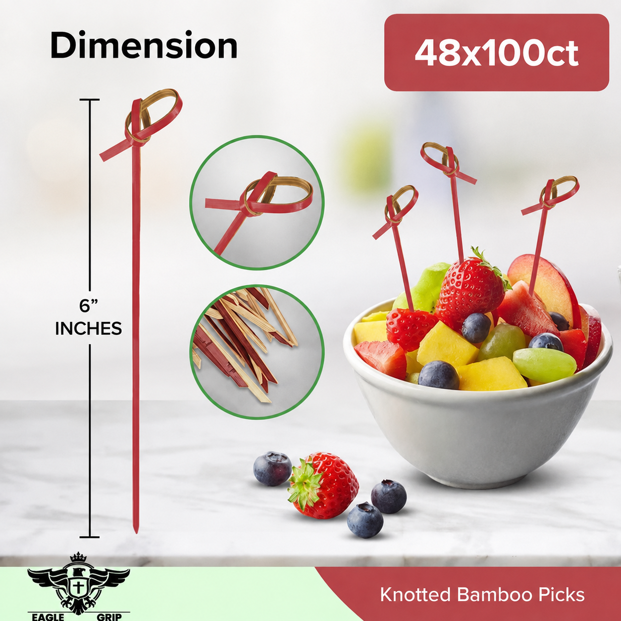 Eagle Grip - Bamboo Knot Pick - 6" - Red - BK3515