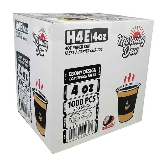 Morning Dew - 4 oz Hot Paper Cups - Ebony Print - H4E