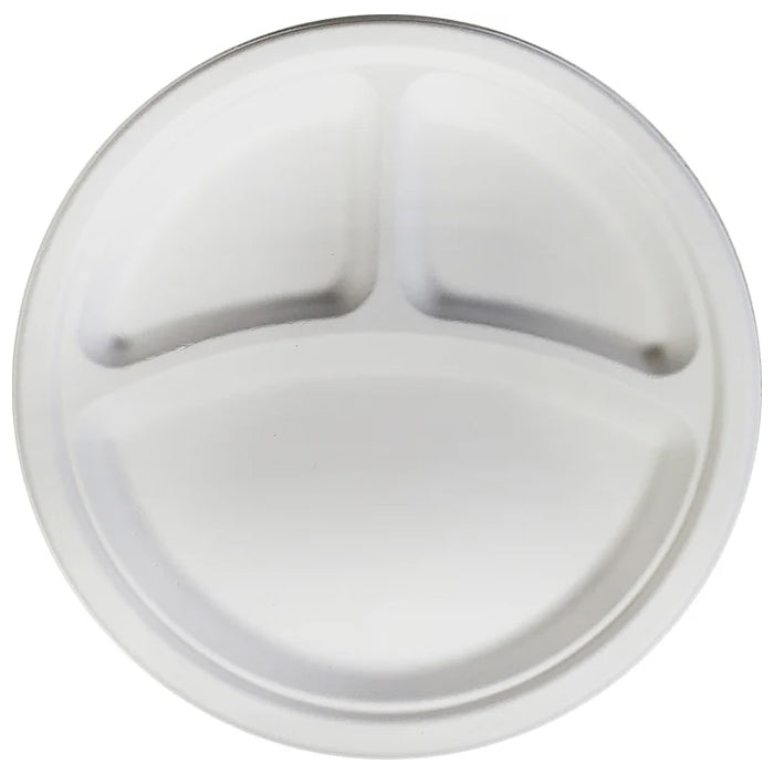 Eco-Craze - 10" 3 Compartment - Bagasse Plate - Eagle Global Solution