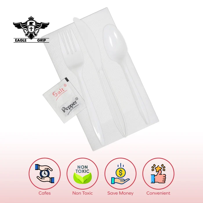 Eagle Grip - Cutlery Kit / Meal Kit - 6pcs - White - F/K/TS/N/S&P - MK-610